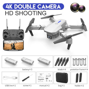 XKJ 2021 New E88 Pro Drone With Wide Angle HD 4K 1080P Dual Camera Height Hold Wifi RC Foldable Quadcopter Dron Gift Toy