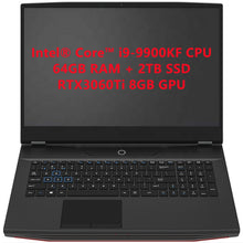 Load image into Gallery viewer, 2021 new design gaming laptop pc17.3 inch Core i9 gaming notebook 64G RAM HDD 1TBSSD RTX3060 8GB discrete graphics card computer
