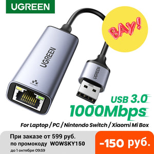 UGREEN USB 3.0 Ethernet Adapter USB 2.0 Network Card to RJ45 Lan for Windows 10 PC Xiaomi Mi Box 3 S Nintend Switch Ethernet USB