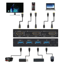 Cargar imagen en el visor de la galería, HDMI-compatible Splitter 4K Switch KVM switch Usb 2.0 2 in1 Switcher For computer monitor Keyboard And Mouse EDID / HDCP Printer
